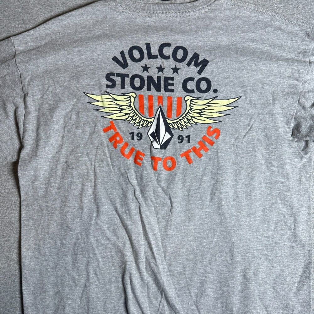 Volcom Men's Gray Logo Short Sleeve T-Shirt Size Large Modern Fit